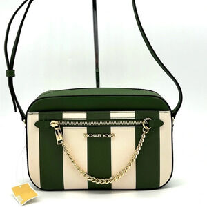 Michael Kors Large EW Zip Chain Xbody Crossbody Bag Green Multi